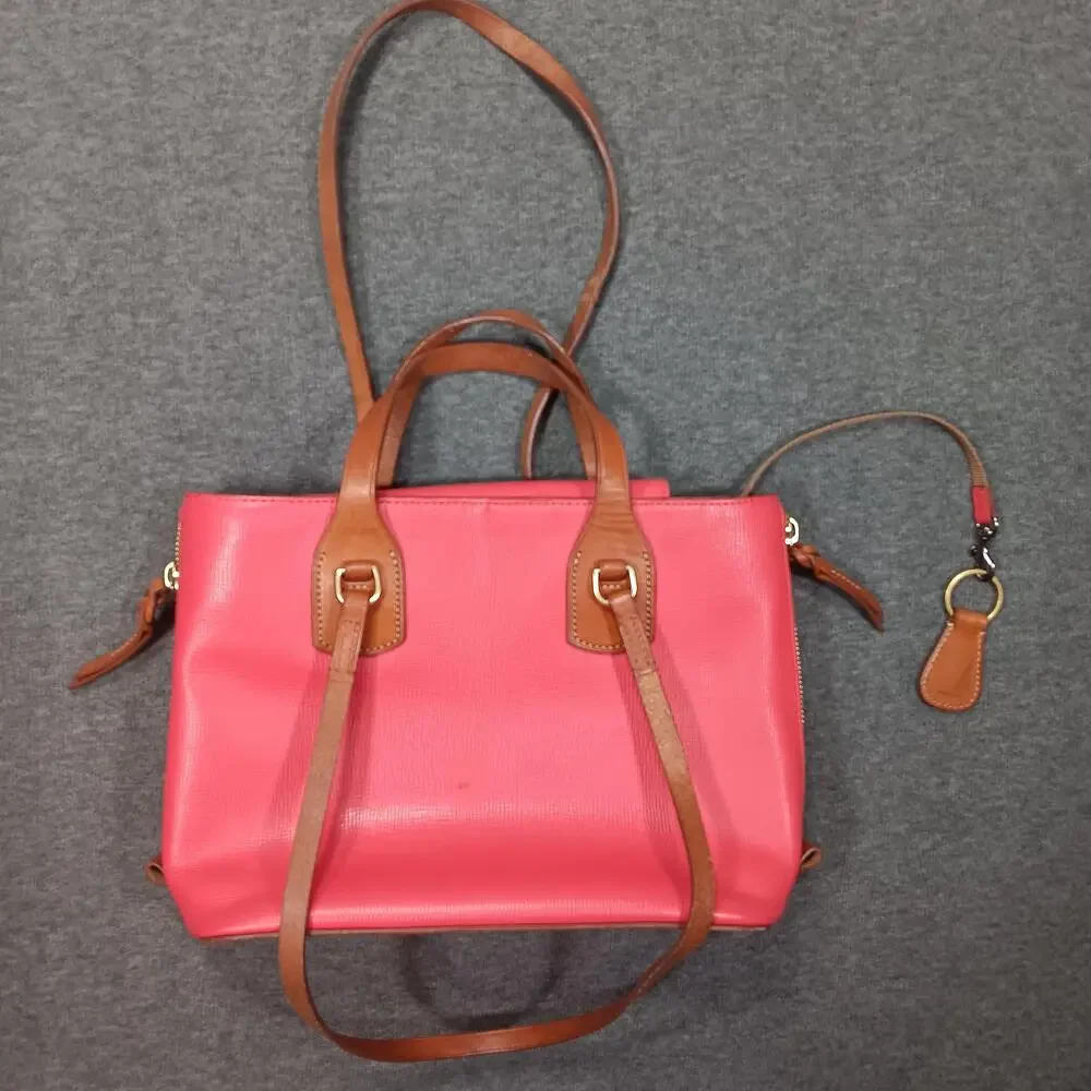 Dooney & Bourke Saffiano Leather Tote Bag Coral Pink Tassel Zip Pocket Wristlet